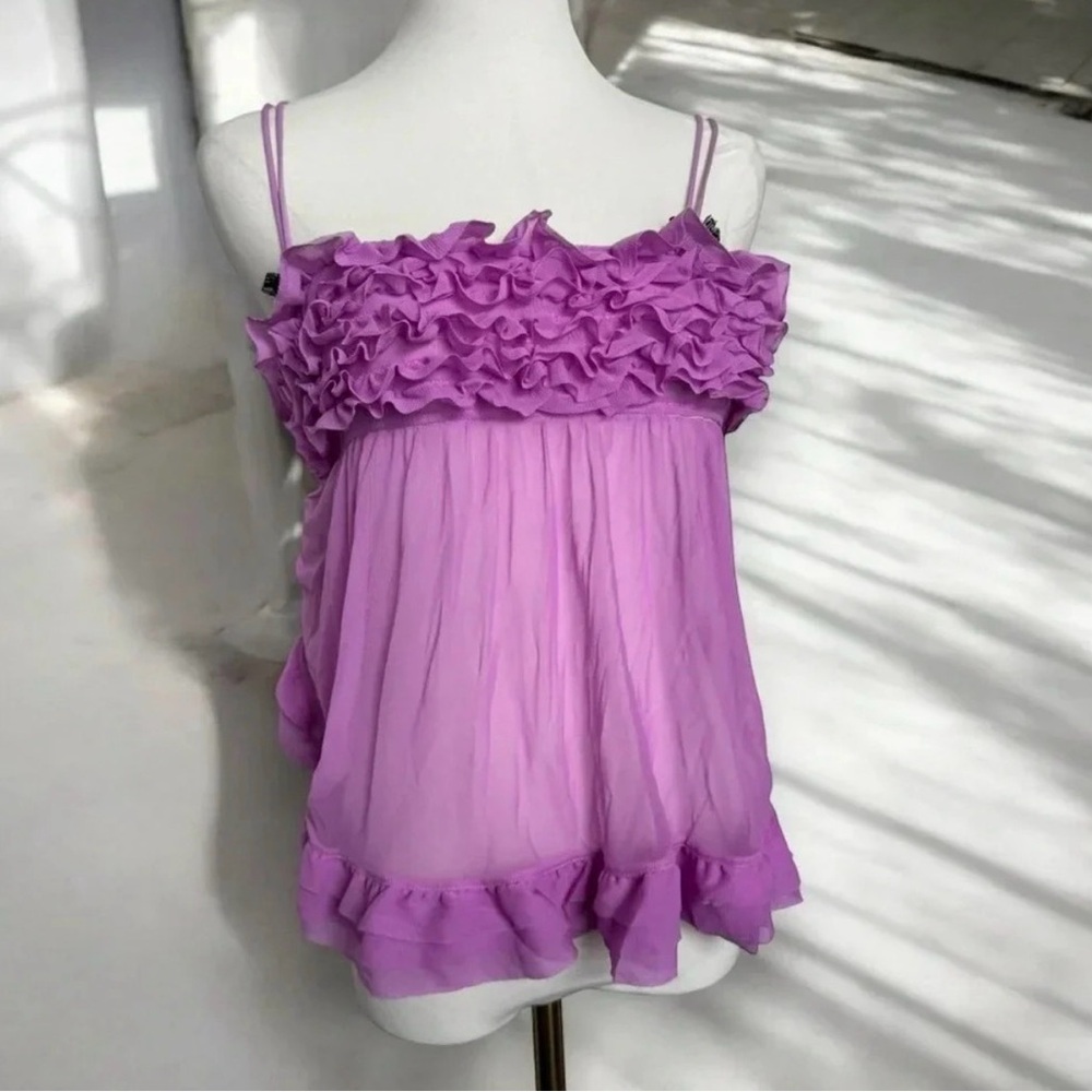 La Senza y2k Ruffled Lavender Women's cami top/lingerie chemise M coquette
